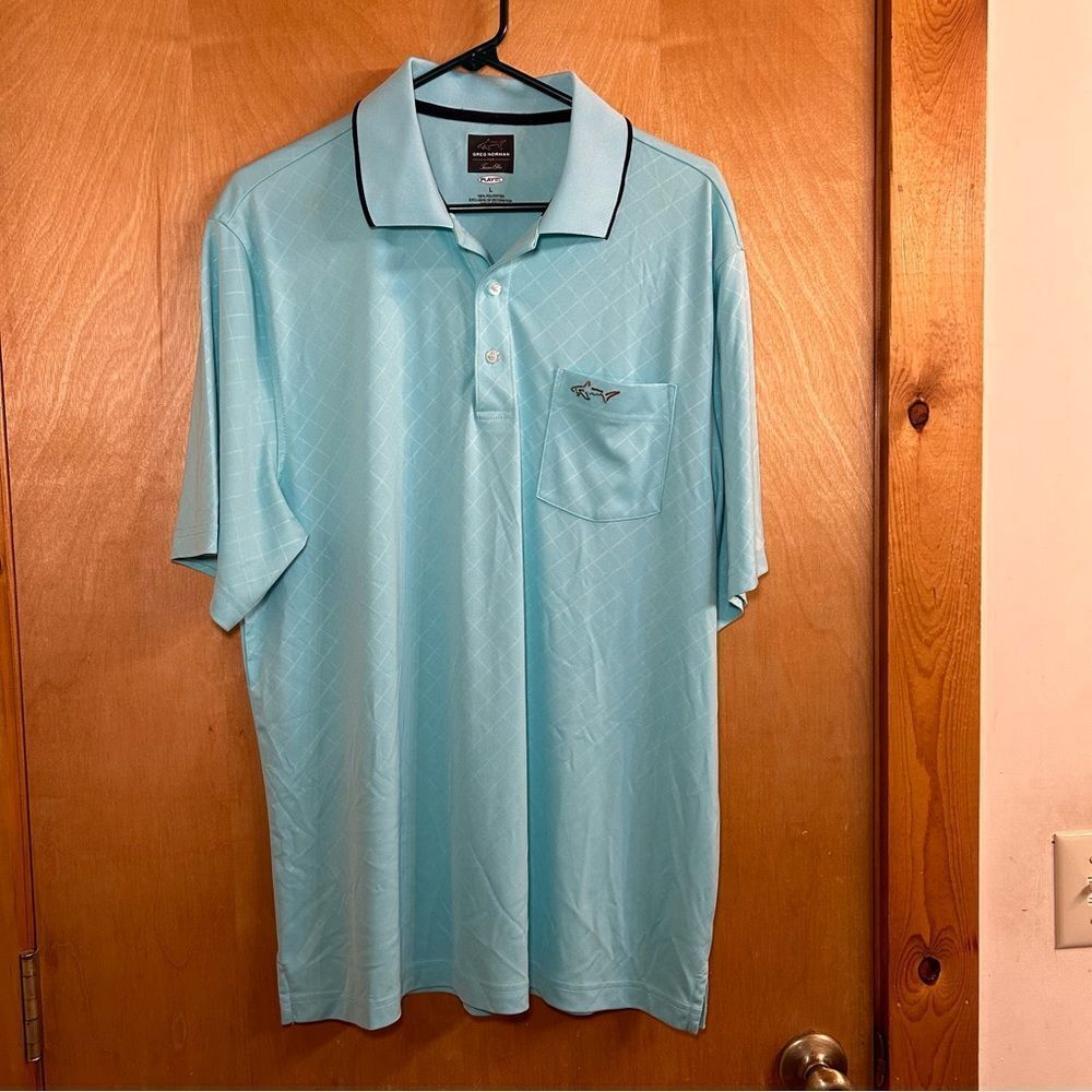 Greg Norman play dry turquoise, men’s polo shirt size large